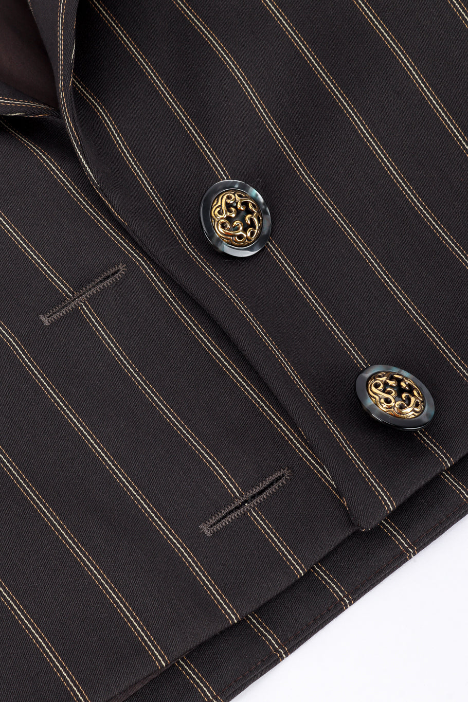 Vintage Byblos Cropped Pinstripe Jacket front button closure @recess la