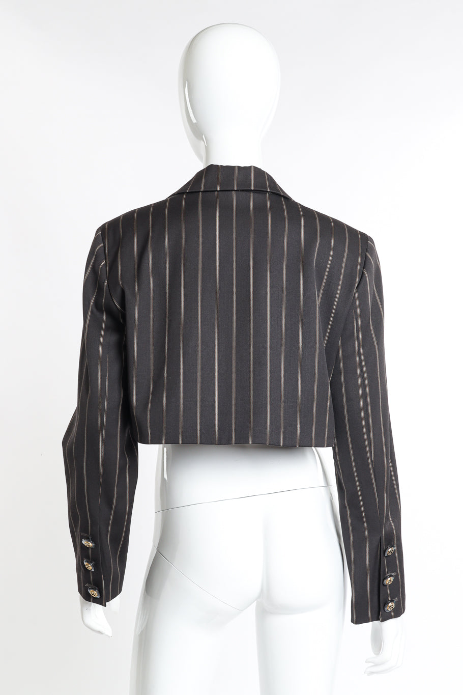 Vintage Byblos Cropped Pinstripe Jacket back on mannequin @recess la