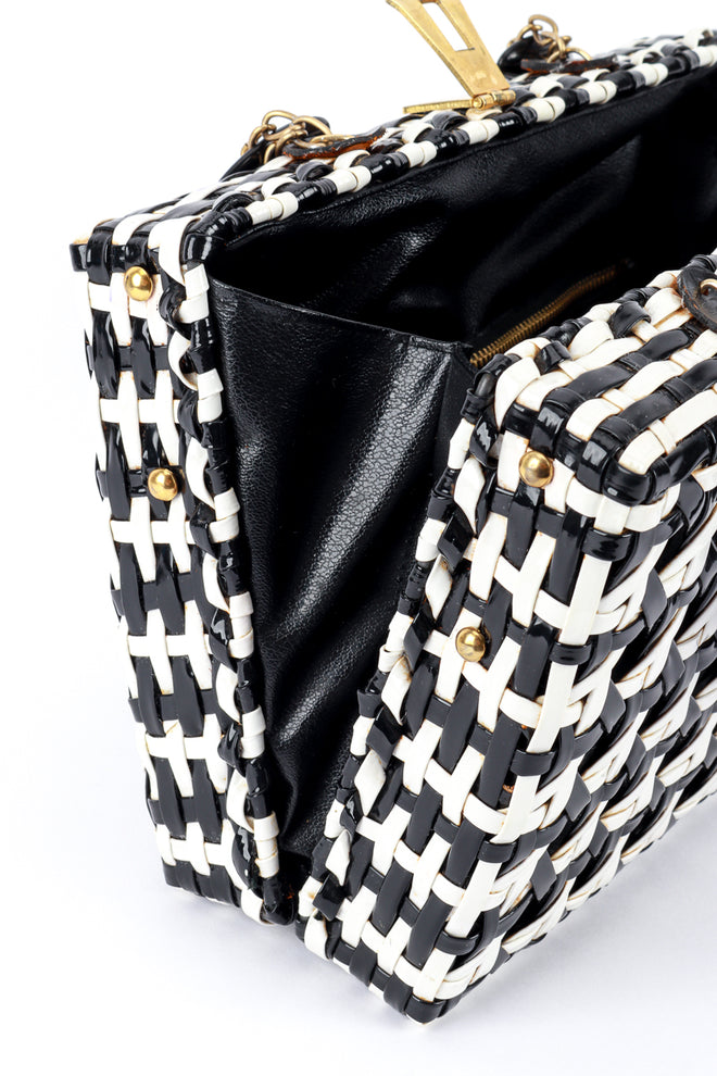 Vintage Marcus Brothers Woven Stripe Vinyl Handbag side expanded @recess la