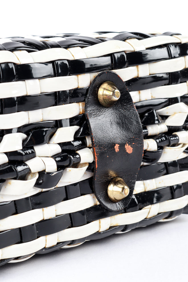 Vintage Marcus Brothers Woven Stripe Vinyl Handbag bottom feet closeup @recess la