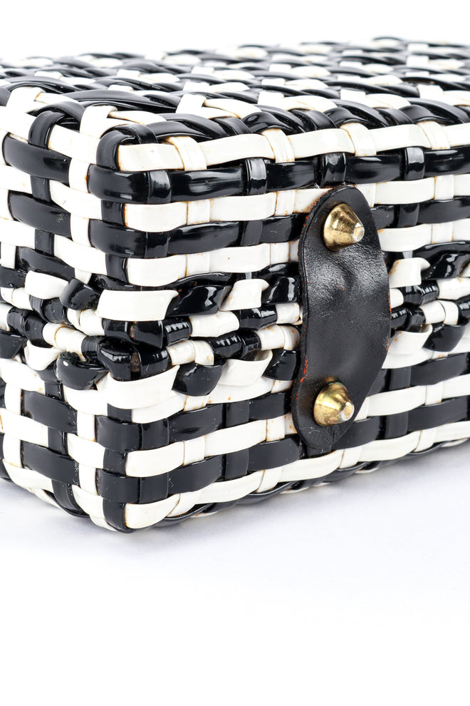 Vintage Marcus Brothers Woven Stripe Vinyl Handbag bottom feet closeup @recess la