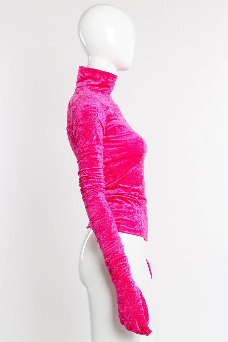 Balenciaga Velvet Turtleneck with Gloves side view on mannequin @Recessla