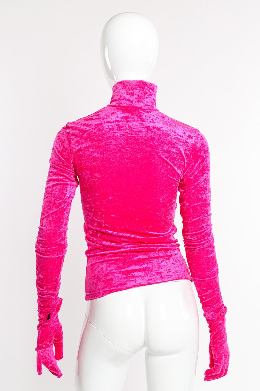 Balenciaga Velvet Turtleneck with Gloves back view on mannequin @Recessla