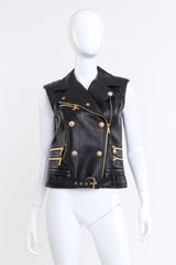 Balmain Leather Biker Vest front on mannequin @recess la