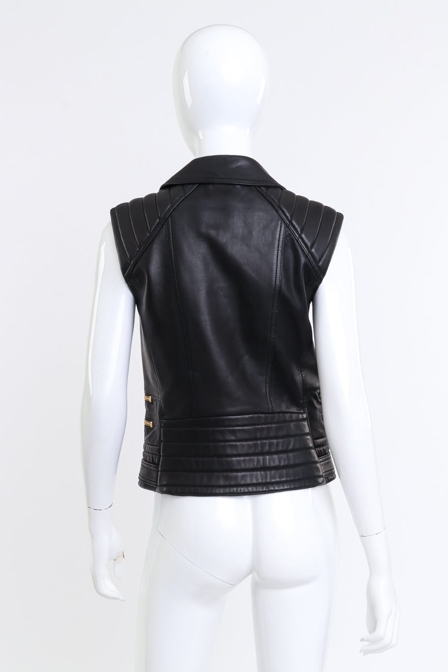 Balmain Leather Biker Vest back on mannequin @recess la