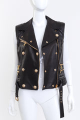 Balmain Leather Biker Vest front on mannequin unfastened @recess la