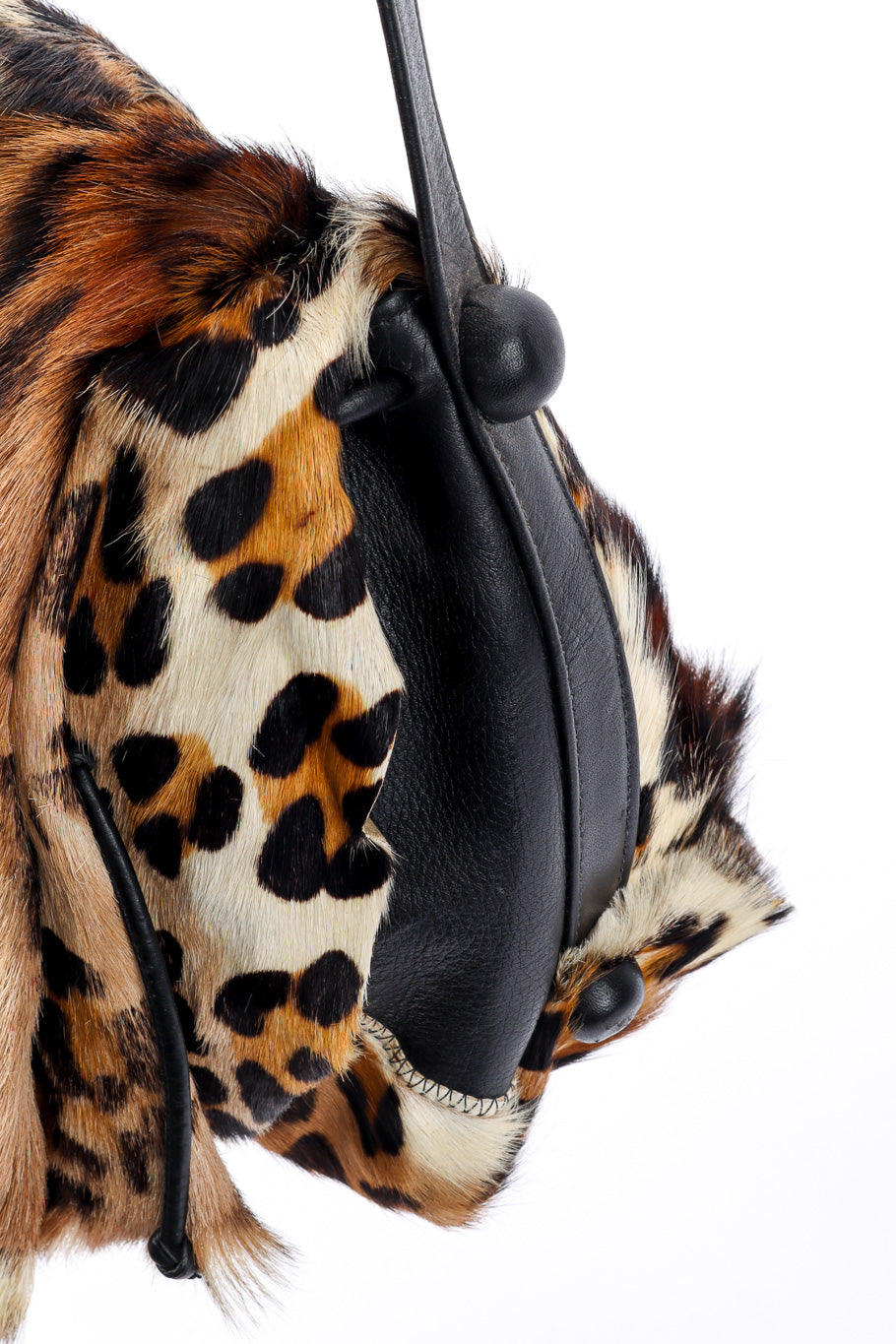 Vintage Barin Animal Hair Flap Bag side closeup @recessla