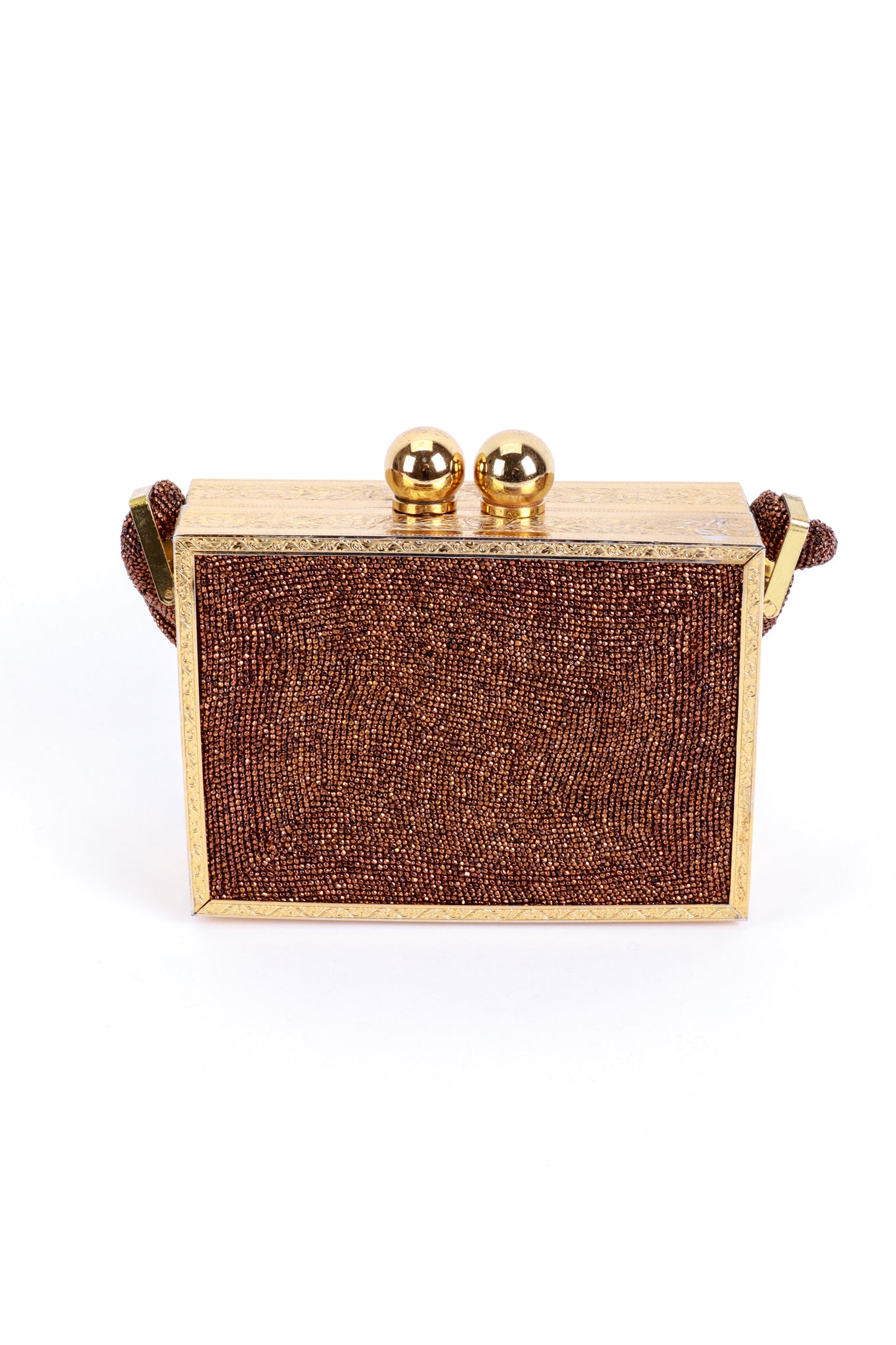 Vintage Metallic Beaded Box Bag front @recess la