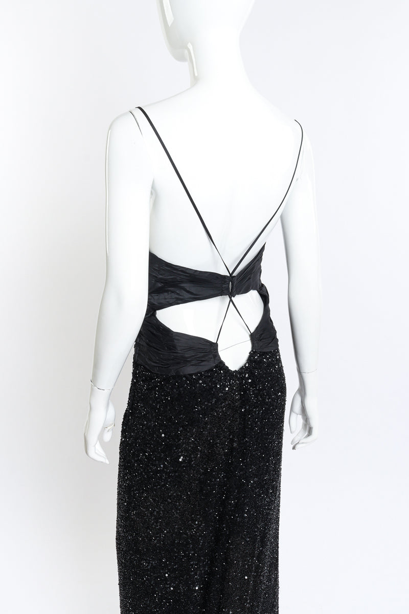 Bellville Sassoon Strappy Sequin Evening Gown on mannequin back detail @RECESS LA