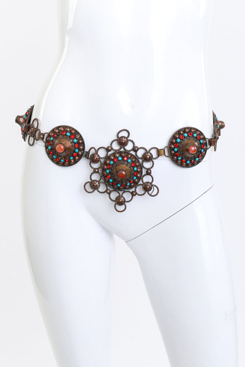 Vintage Beaded Dome Metal Belt on mannequin @recess la