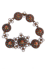 Vintage Beaded Dome Metal Belt front @recess la