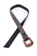 Vintage Michael Morrison MX Rainbow Rhinestone Studded Belt front looped @recessla