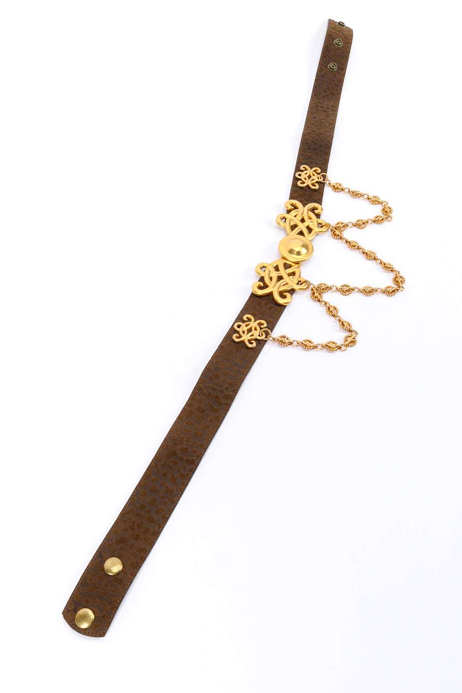Vintage Belts by Simon Scroll Buckle Chain Drape Belt front extended @recessla
