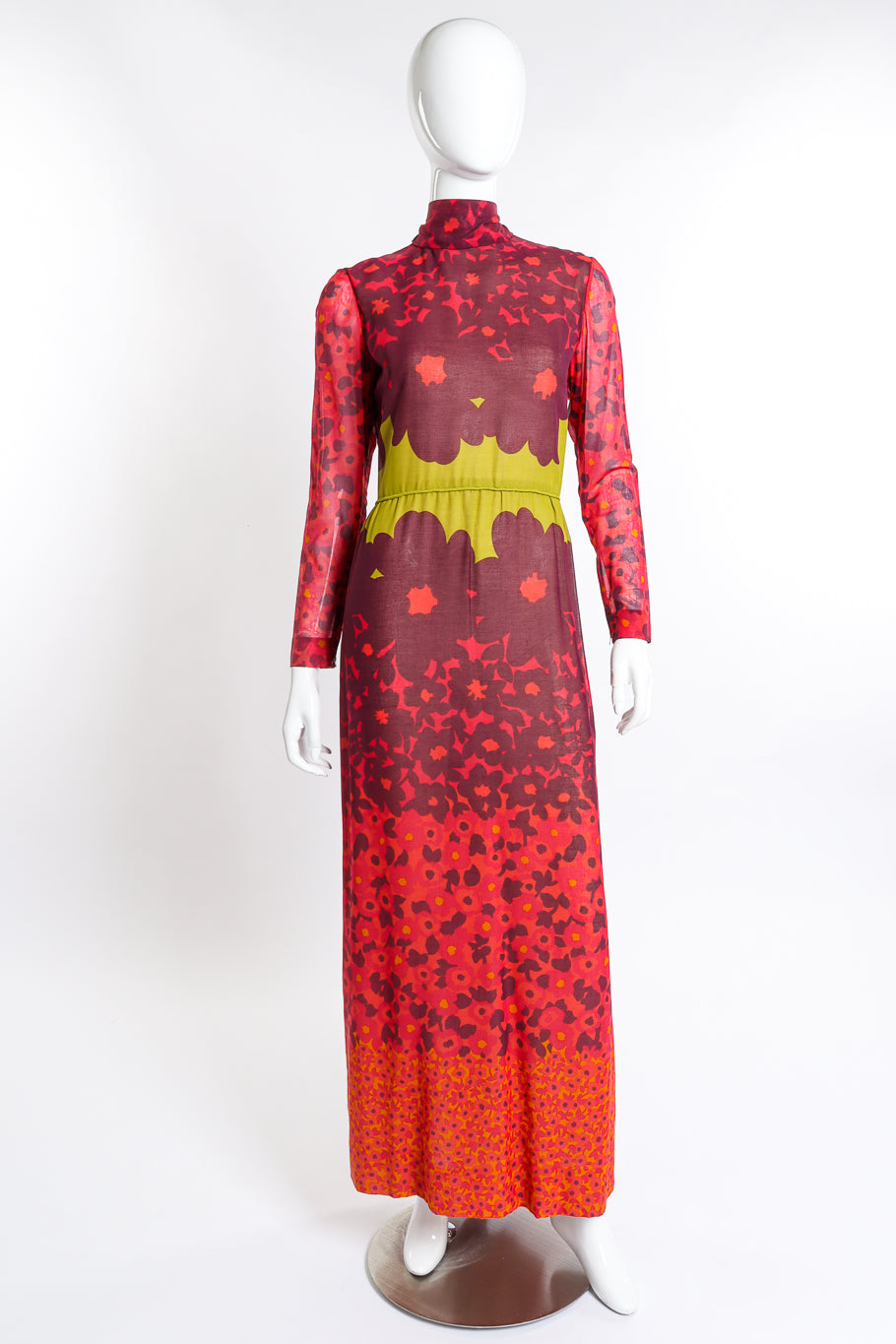 Vintage Bergdorf Goodman Poppy Print Turtleneck Dress front on mannequin @recess la
