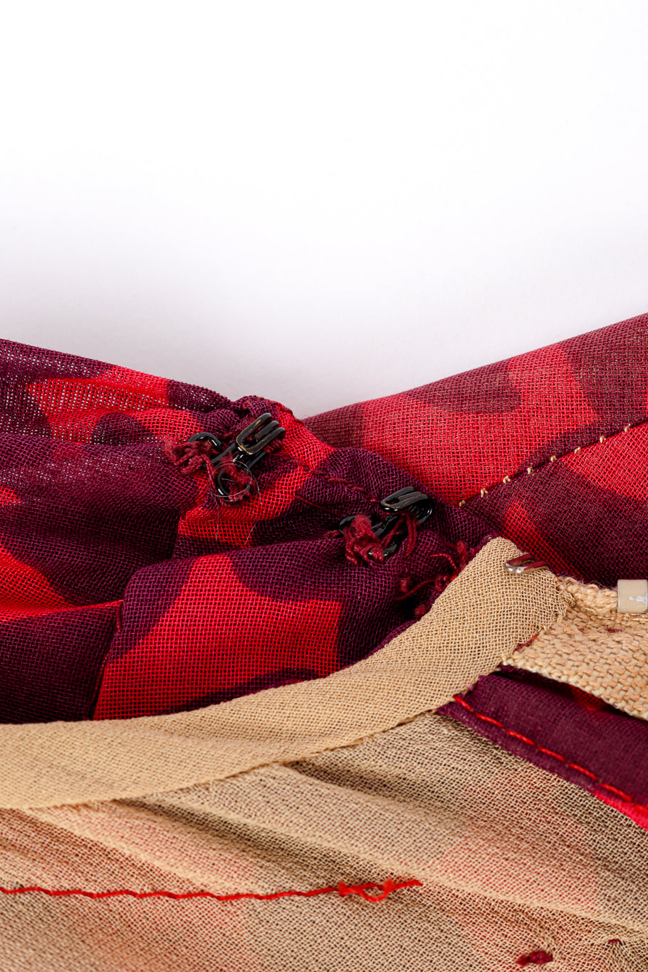 Vintage Bergdorf Goodman Poppy Print Turtleneck Dress hook closure closeup @recess la