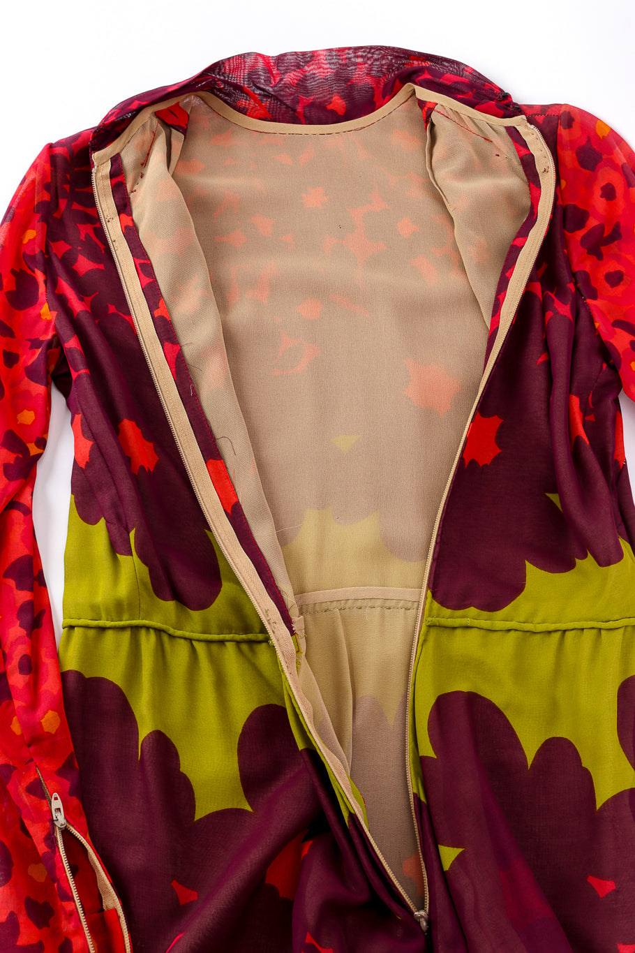 Vintage Bergdorf Goodman Poppy Print Turtleneck Dress back unzipped @recess la