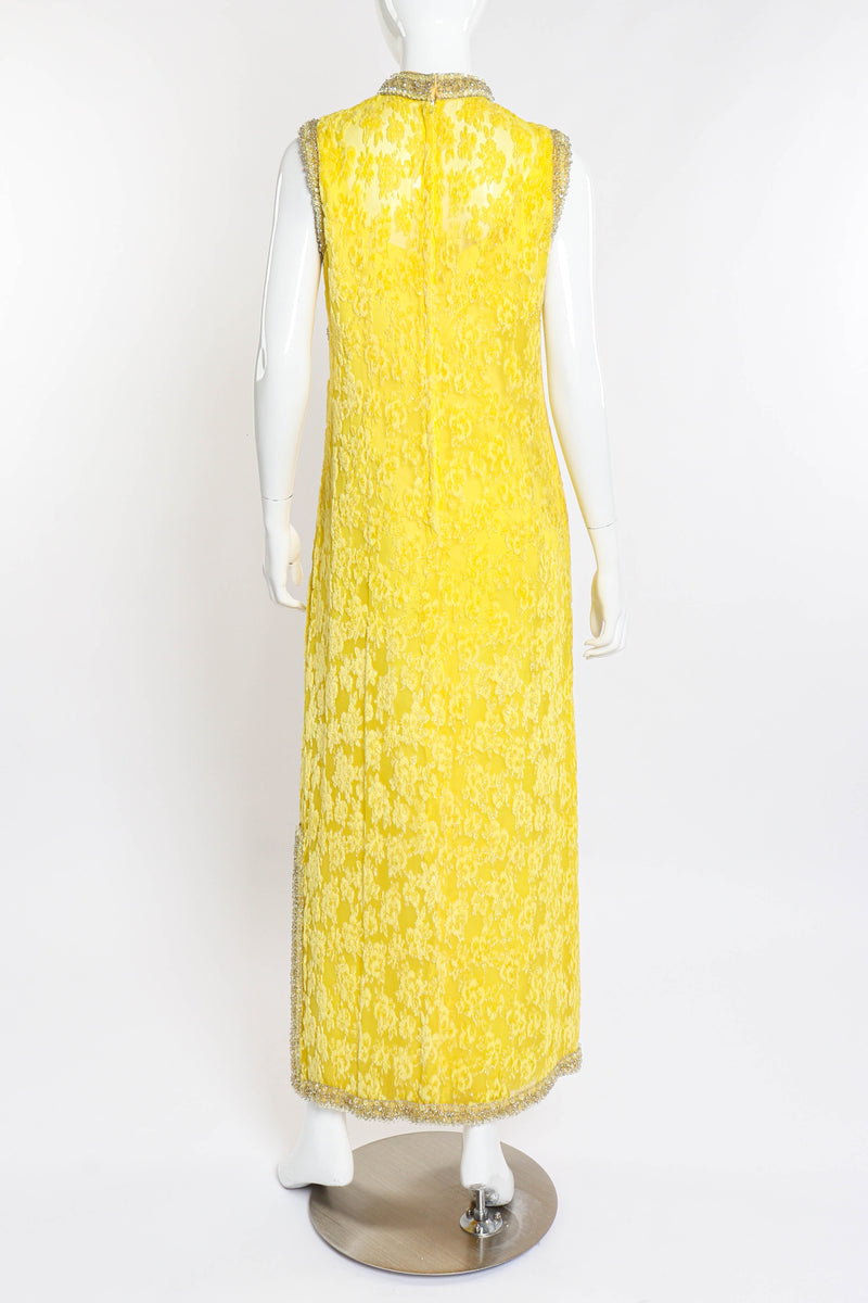 Vintage Bernetti Beaded Floral Burnout Gown back on mannequin @recess la