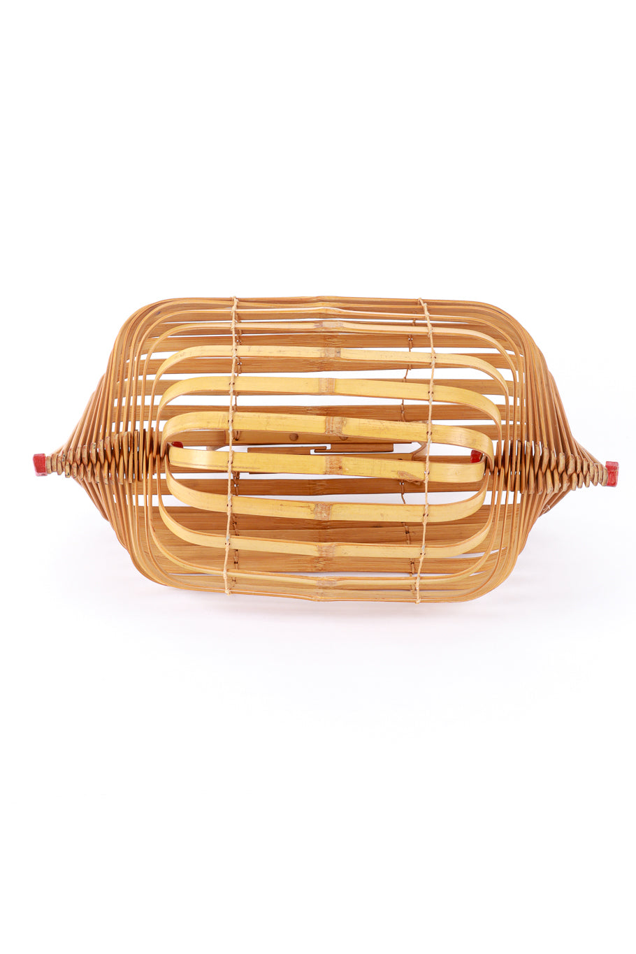 Vintage Accordion Bamboo Basket Bag II bottom @recess la