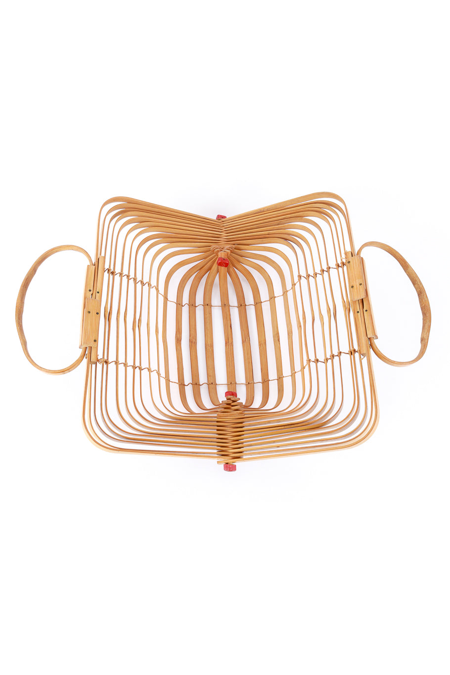 Vintage Accordion Bamboo Basket Bag II open flat @recess la