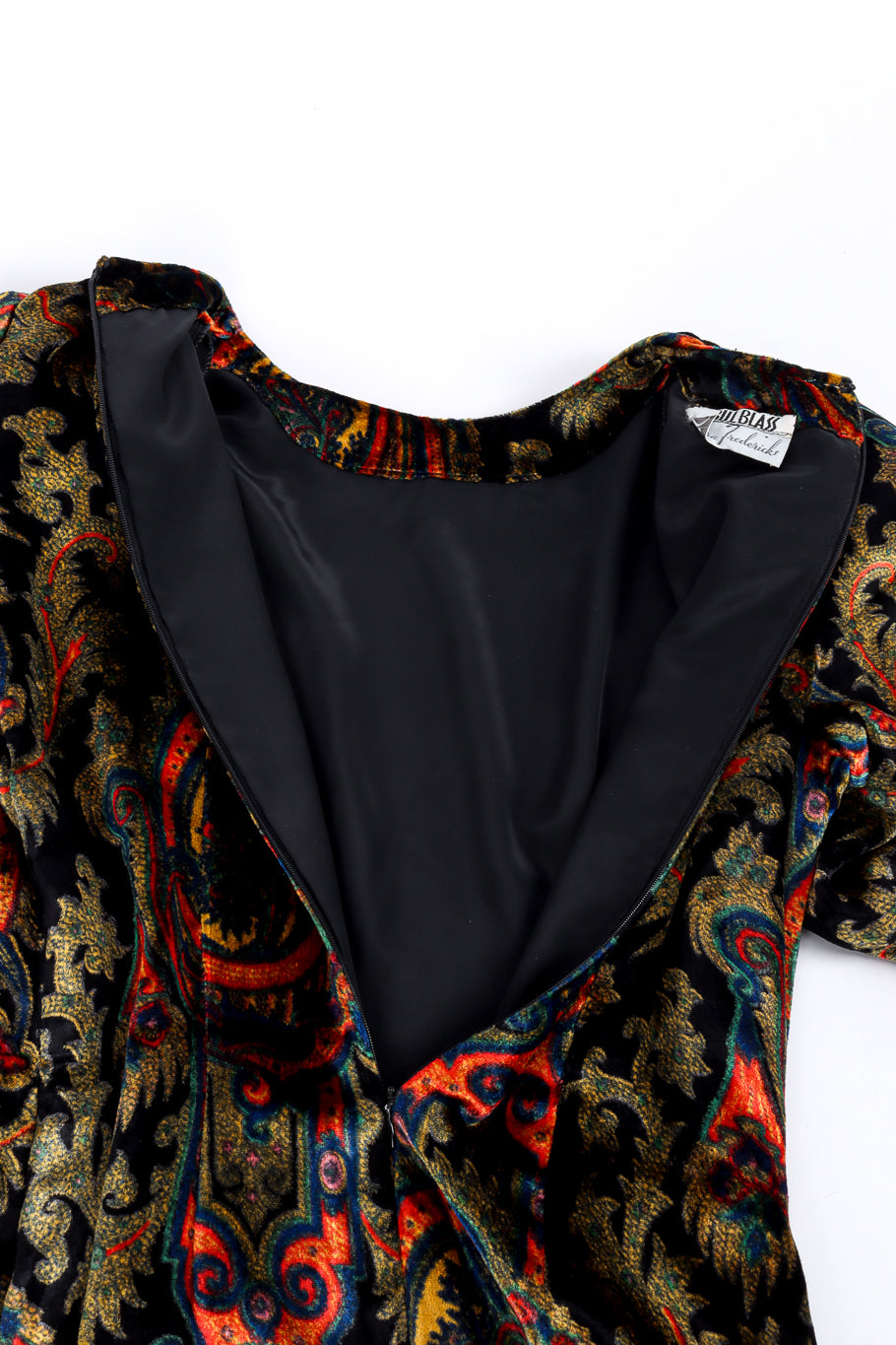 Vintage Bill Blass Paisley Silk Velvet Shawl Dress back unzipped @recessla