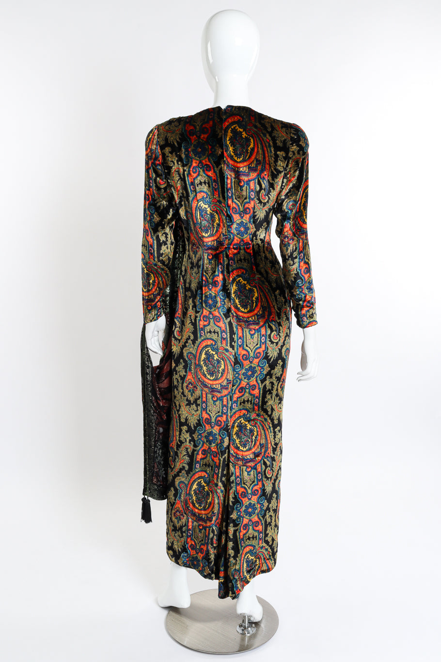 Vintage Bill Blass Paisley Silk Velvet Shawl Dress back on mannequin @recessla