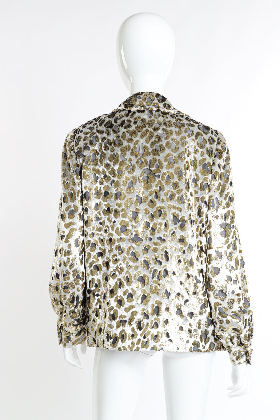 Vintage Bill Blass Metallic Burnout Animal Print Jacket back on mannequin @recess la