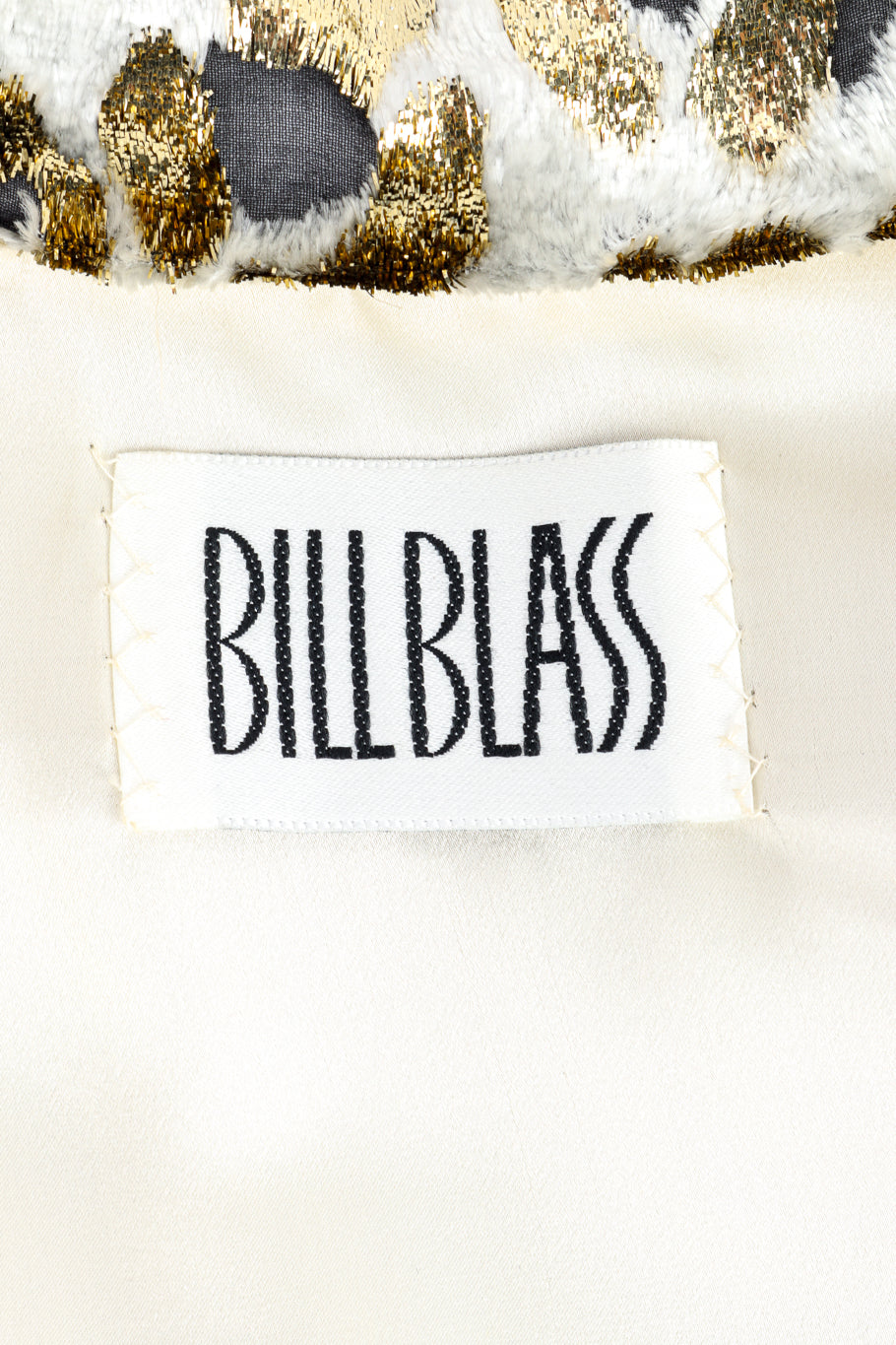 Vintage Bill Blass Metallic Burnout Animal Print Jacket signature label closeup @recess la