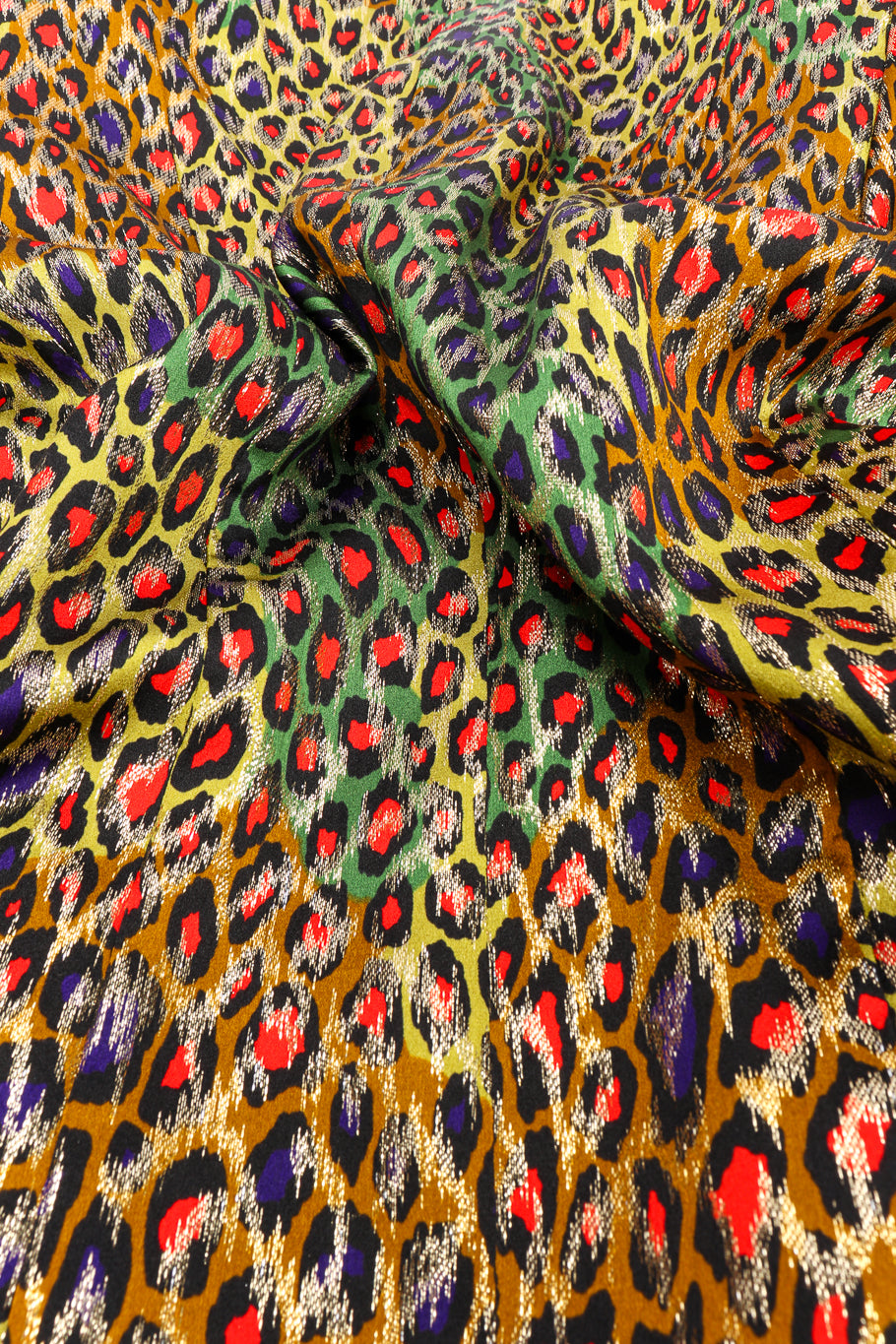 Vintage Bill Blass Leopard Print Silk Jacket fabric closeup @Recessla