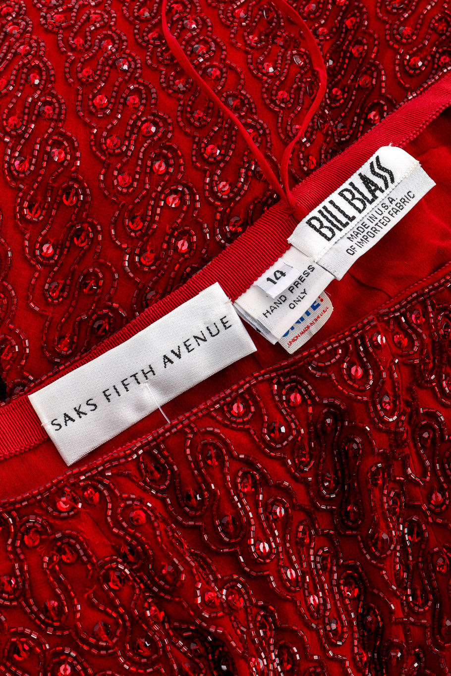 Vintage Bill Blass Beaded Silk Pants signature labels closeup @recessla