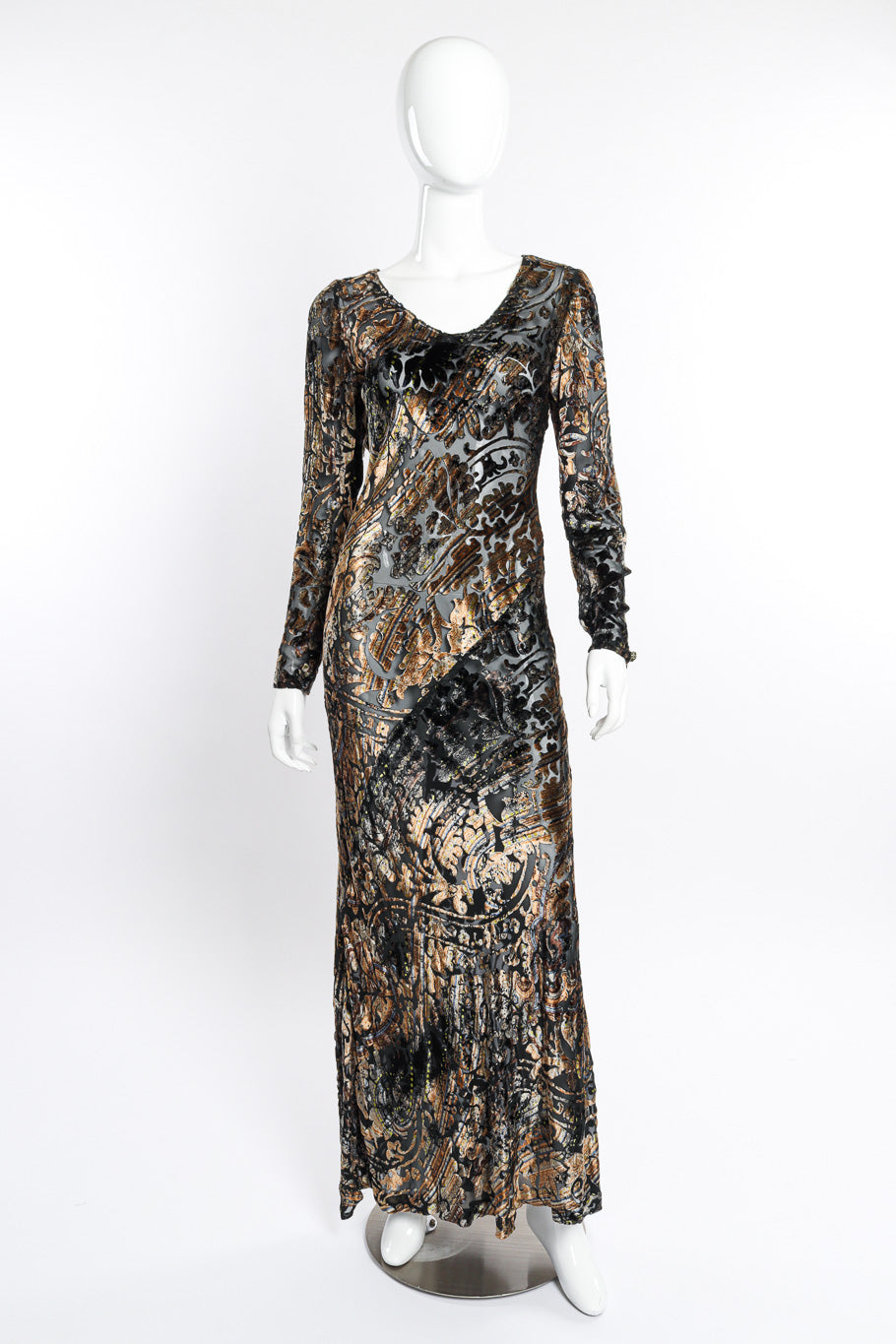 Vintage Bill Blass Baroque Velvet Dress front on mannequin @recessla