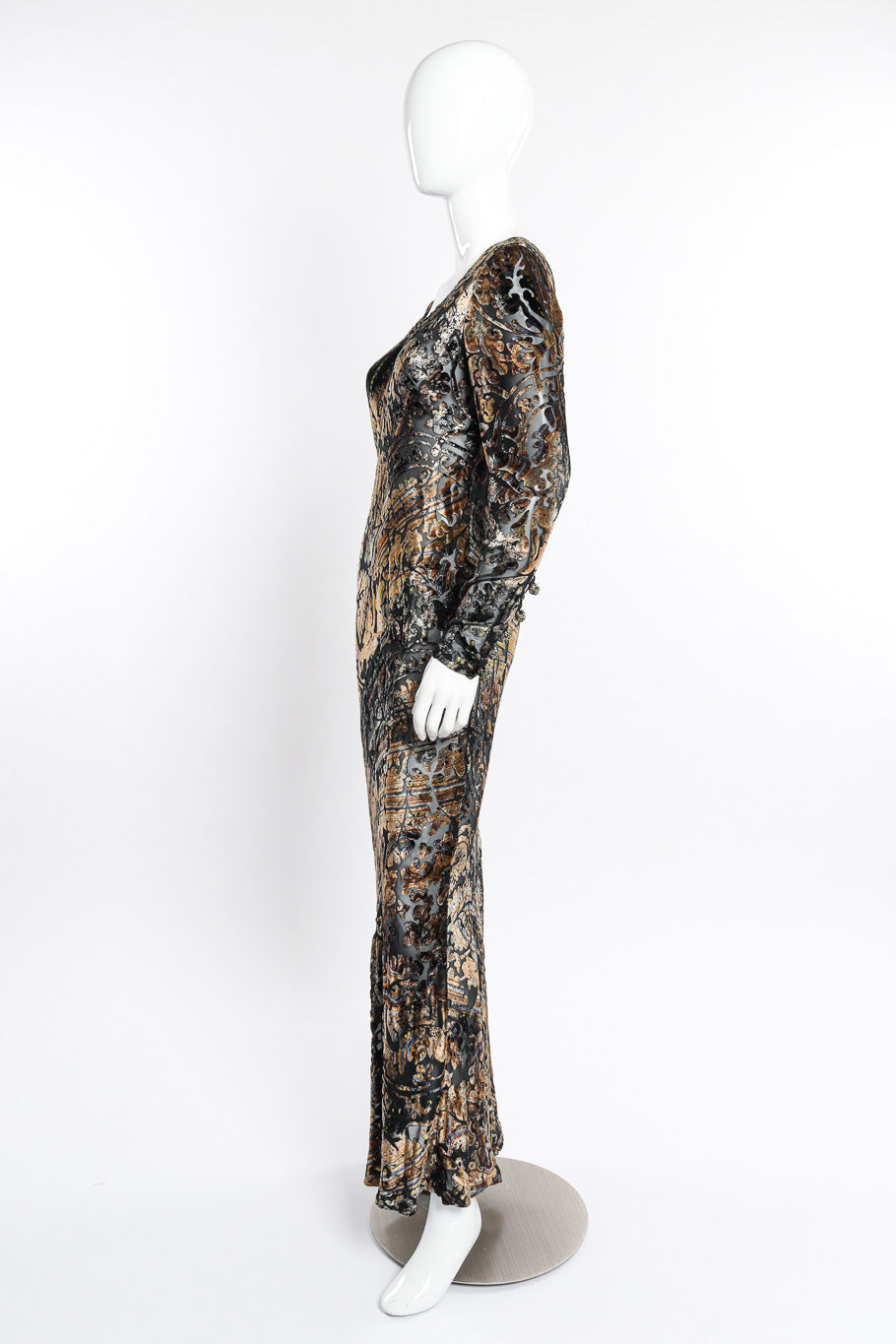 Vintage Bill Blass Baroque Velvet Dress side on mannequin @recessla