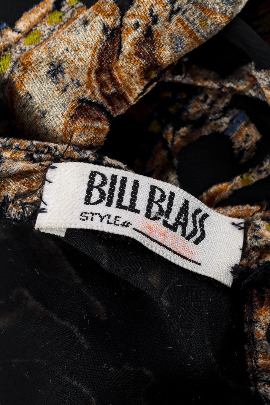 Vintage Bill Blass Baroque Velvet Dress signature label @recessla