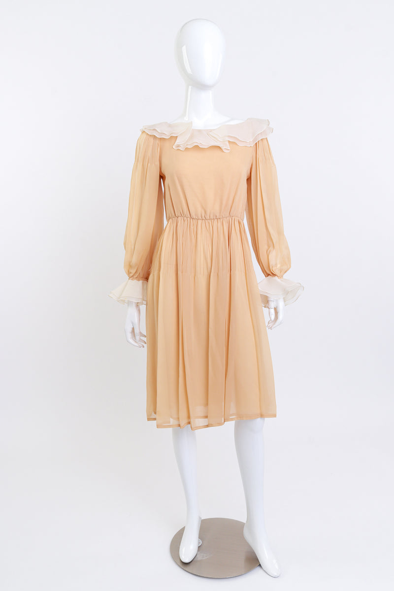 Vintage Bill Blass Chiffon Ruffle Peasant Dress Recess Vintage Bill Blass Chiffon Ruffle Peasant Dress Recess