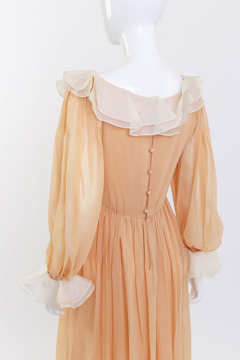 Chiffon Ruffle Peasant Dress by Bill Blass on mannequin back close @Recess LA