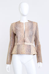 Vintage Bill Blass Collarless Python Jacket front on mannequin @recess la