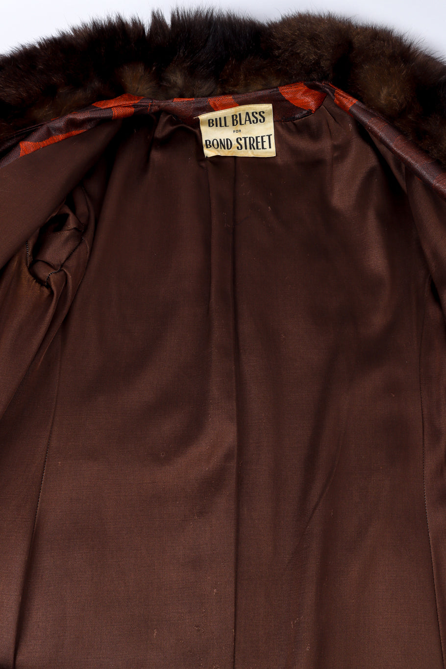 Vintage Bill Blass Circle Fur Trim Coat view of lining @recess la