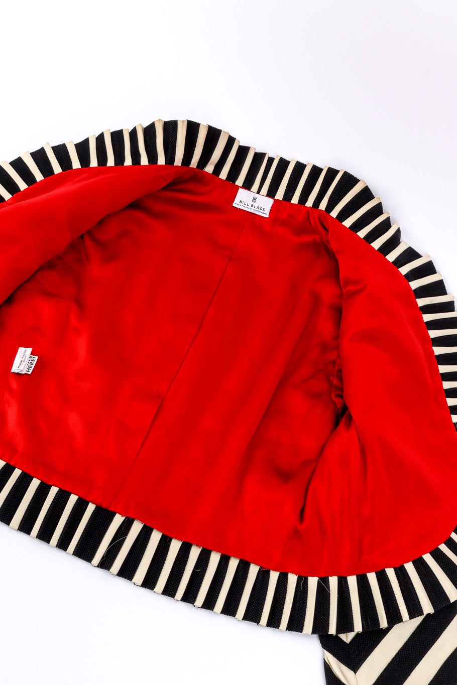 Vintage Bill Blass Striped Bolero Jacket view of lining @recessla