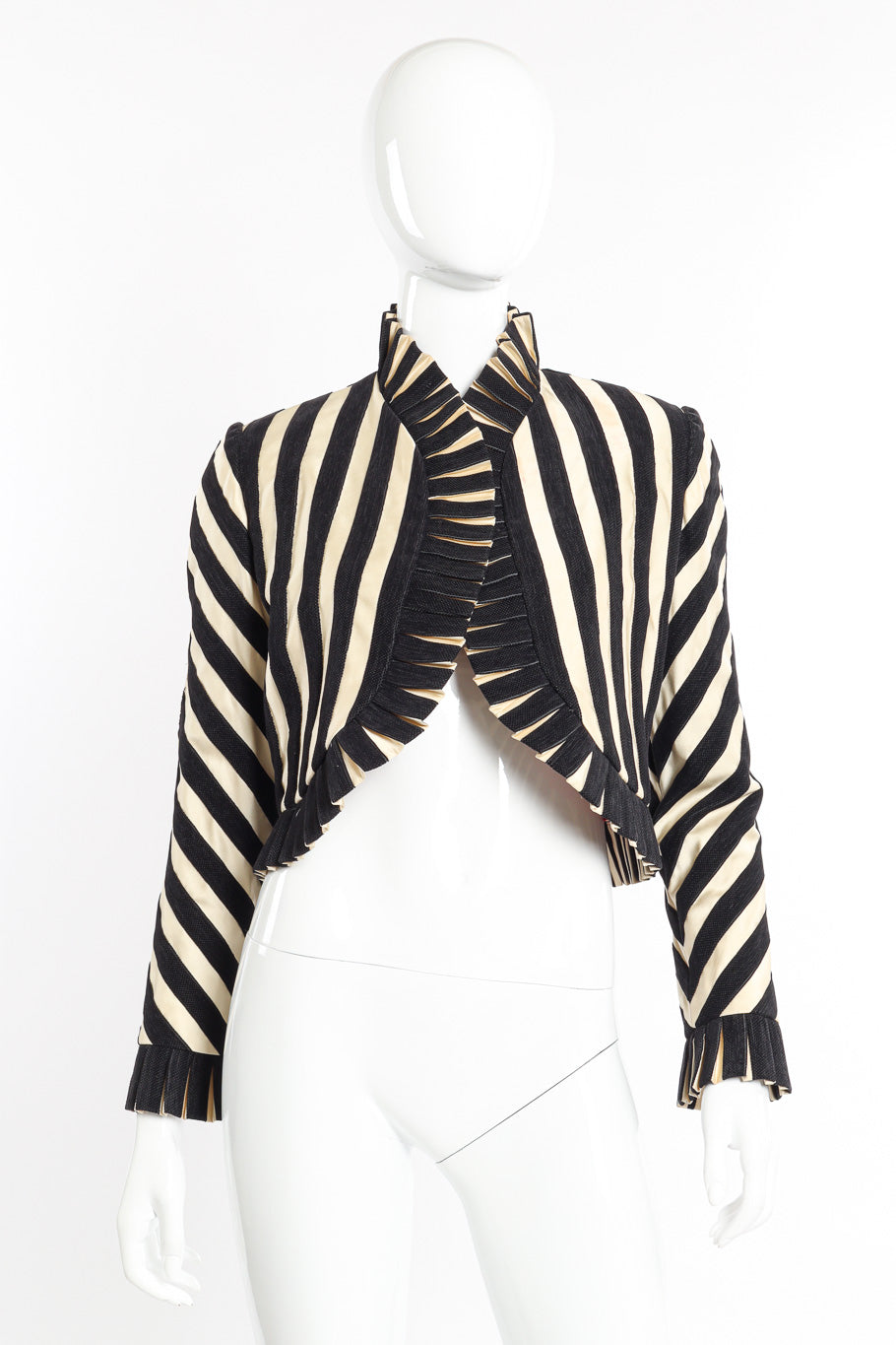Vintage Bill Blass Striped Bolero Jacket front on mannequin @recessla