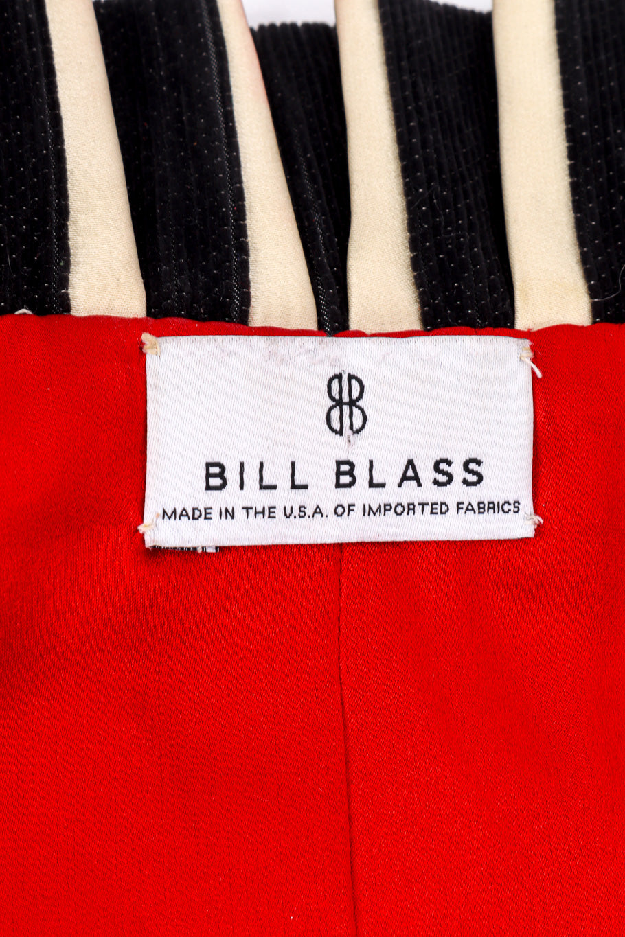 Vintage Bill Blass Striped Bolero Jacket signature label closeup @recessla