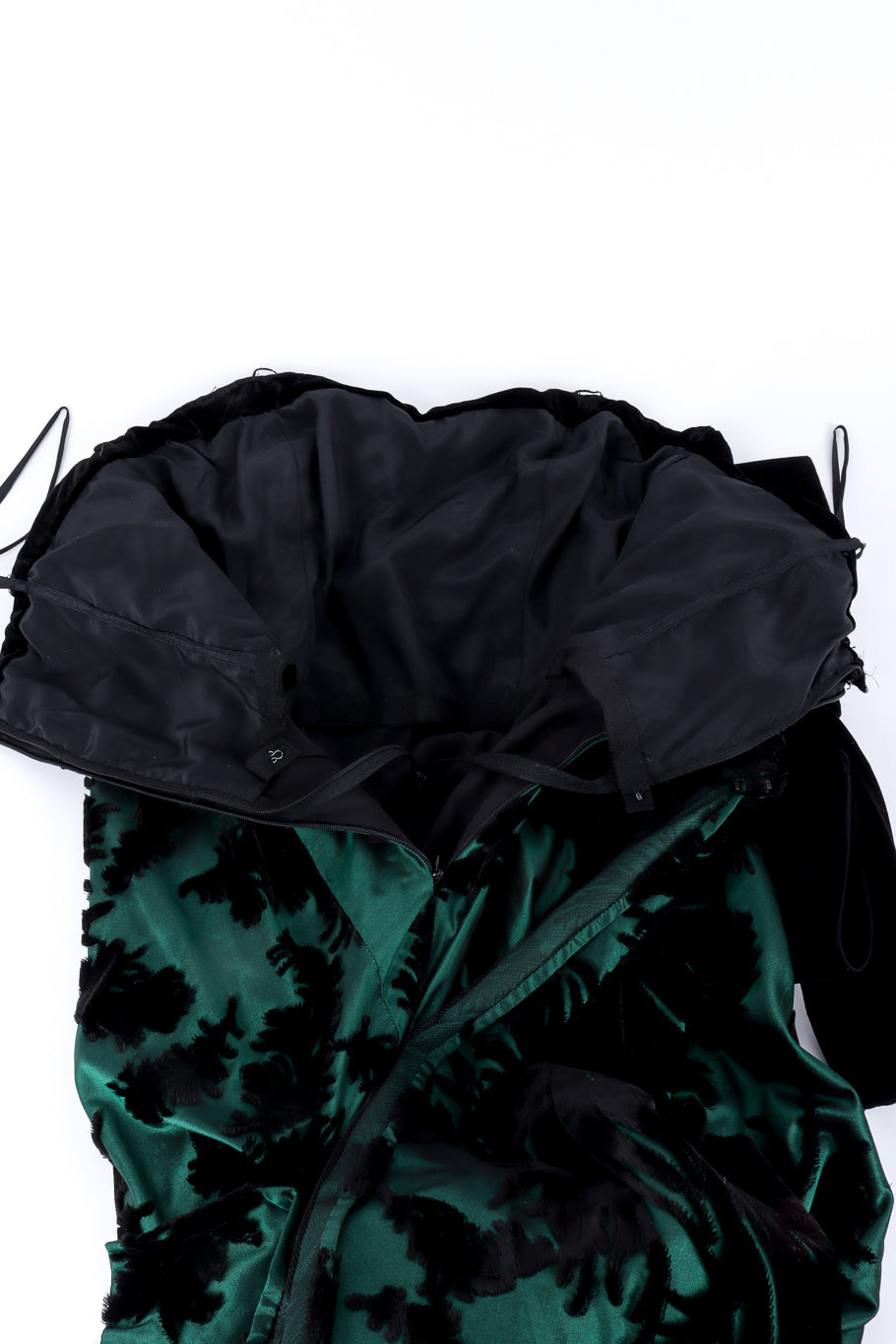 Strapless Velvet Feather Empire Gown by Bill Blass unzipped @recessla