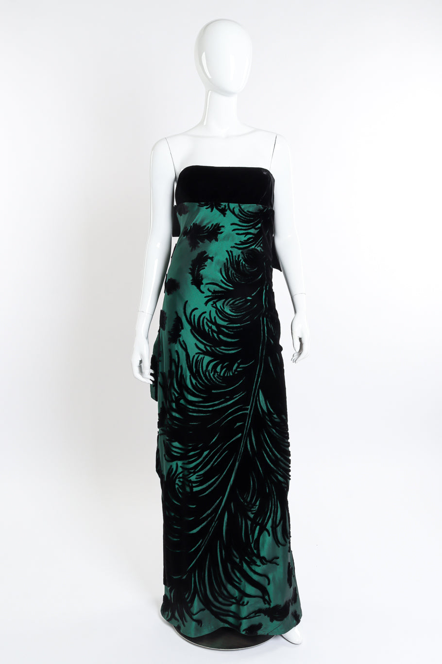 Strapless Velvet Feather Empire Gown by Bill Blass on mannequin  @recessla