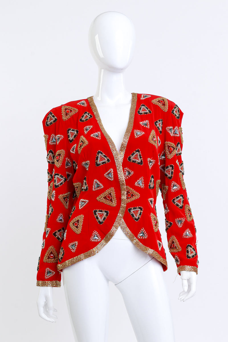 Black Tie He Ro Scarlet Embellished Jacket on mannequin @RECESS LA