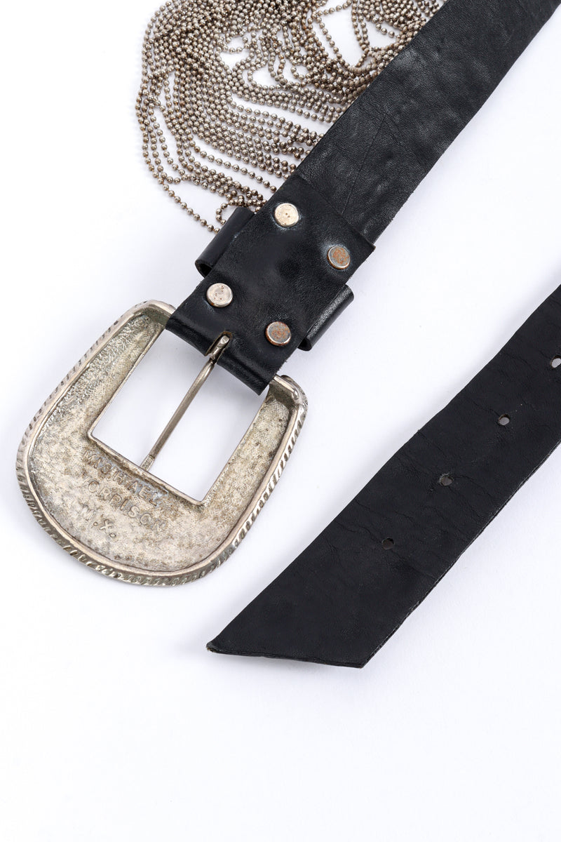 Vintage Michael Morrison Studded Chain Drape Leather Belt buckle back @recess la