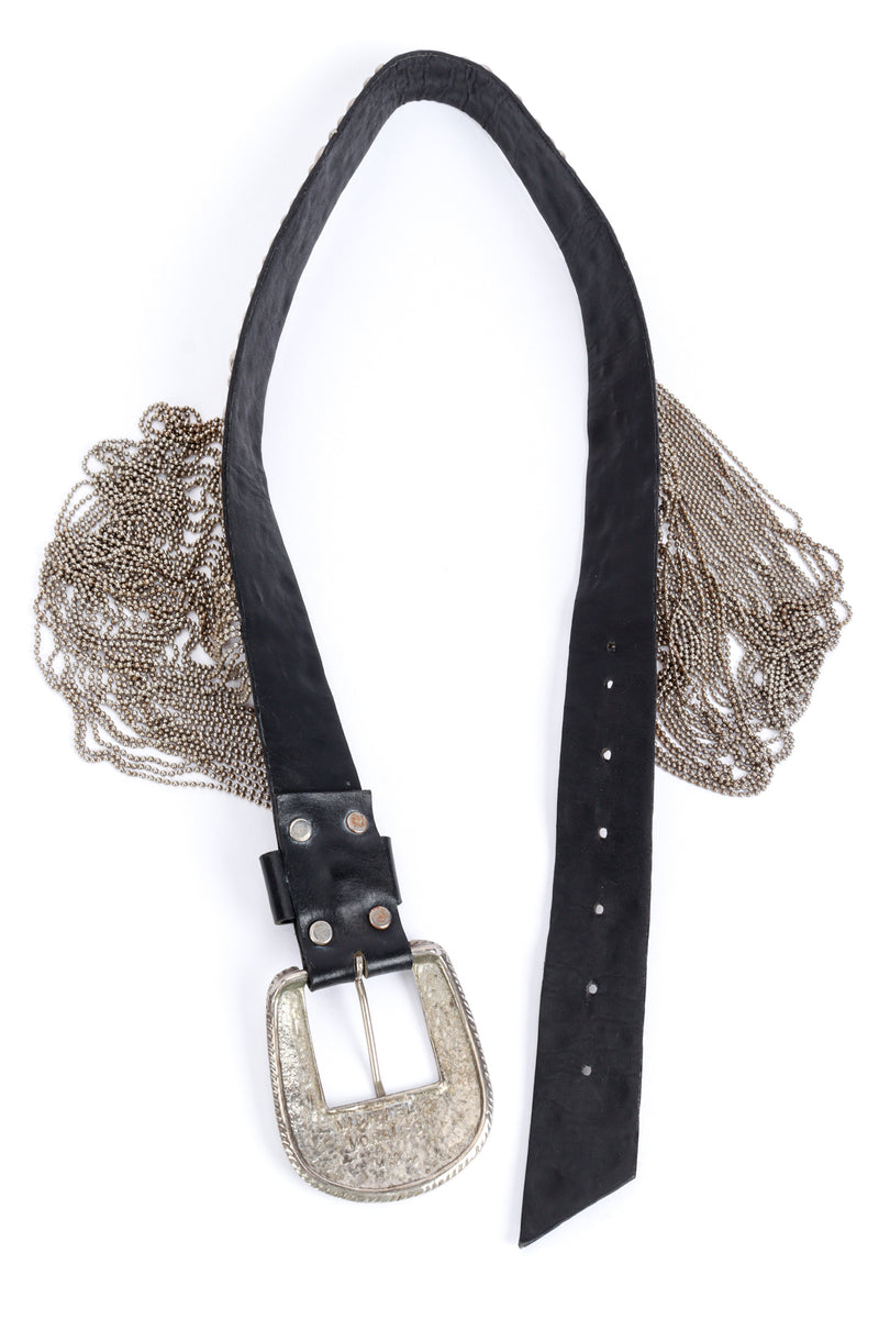 Vintage Michael Morrison Studded Chain Drape Leather Belt interior @recess la