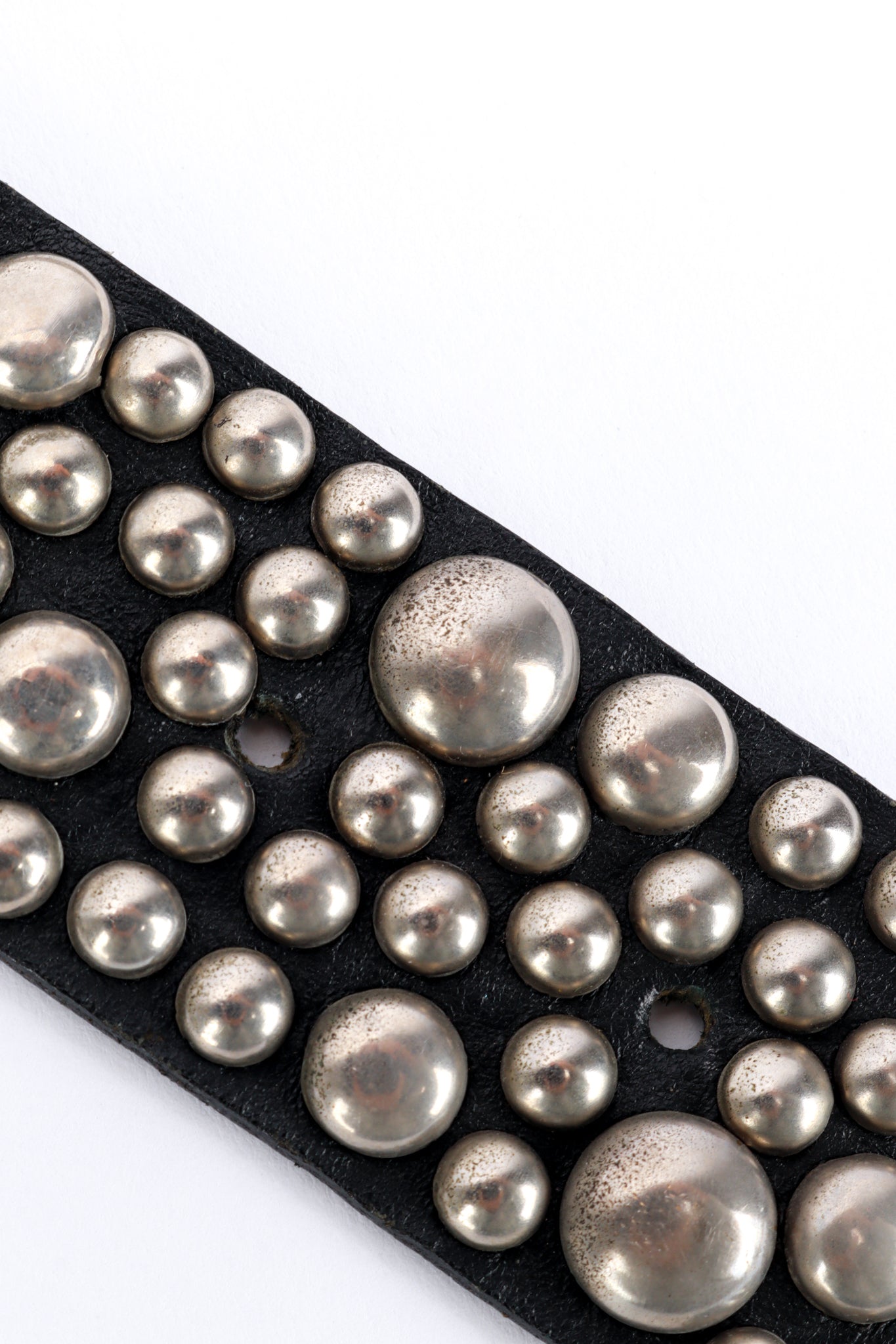 Vintage Michael Morrison Studded Chain Drape Leather Belt stud detail @recess la