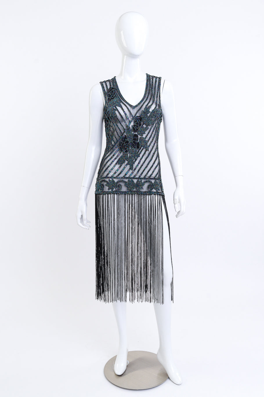 Iridescent Sequin & Fringe Gatsby Dress on mannequin @RECESS LA