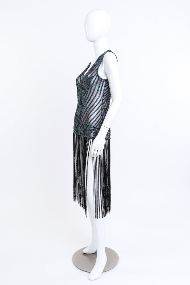  Iridescent Sequin & Fringe Gatsby Dress on mannequin @RECESS LA