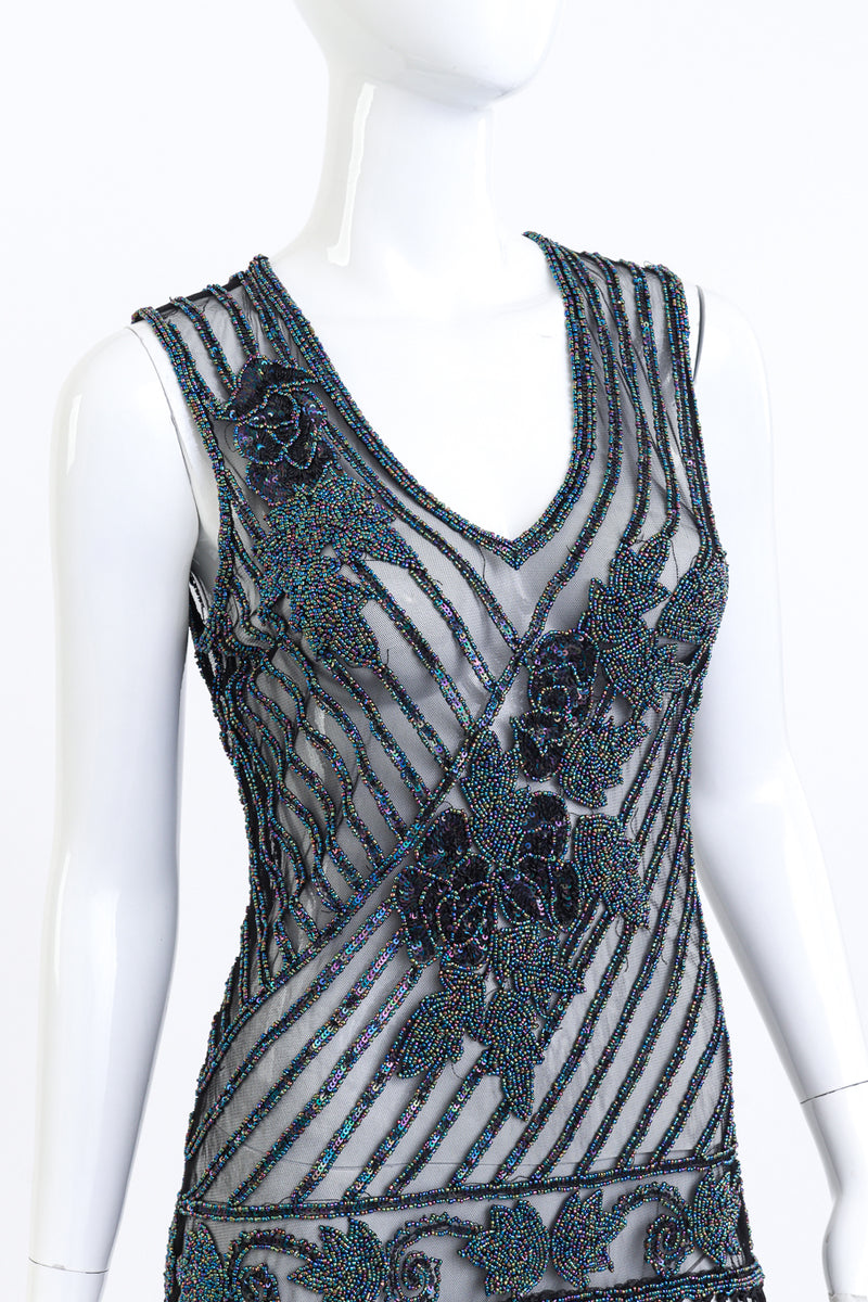  Iridescent Sequin & Fringe Gatsby Dress on mannequin detail @RECESS LA