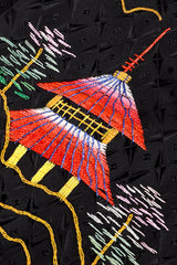 Vintage Embroidered Dragon Kimono hut embroidery closeup @recess la