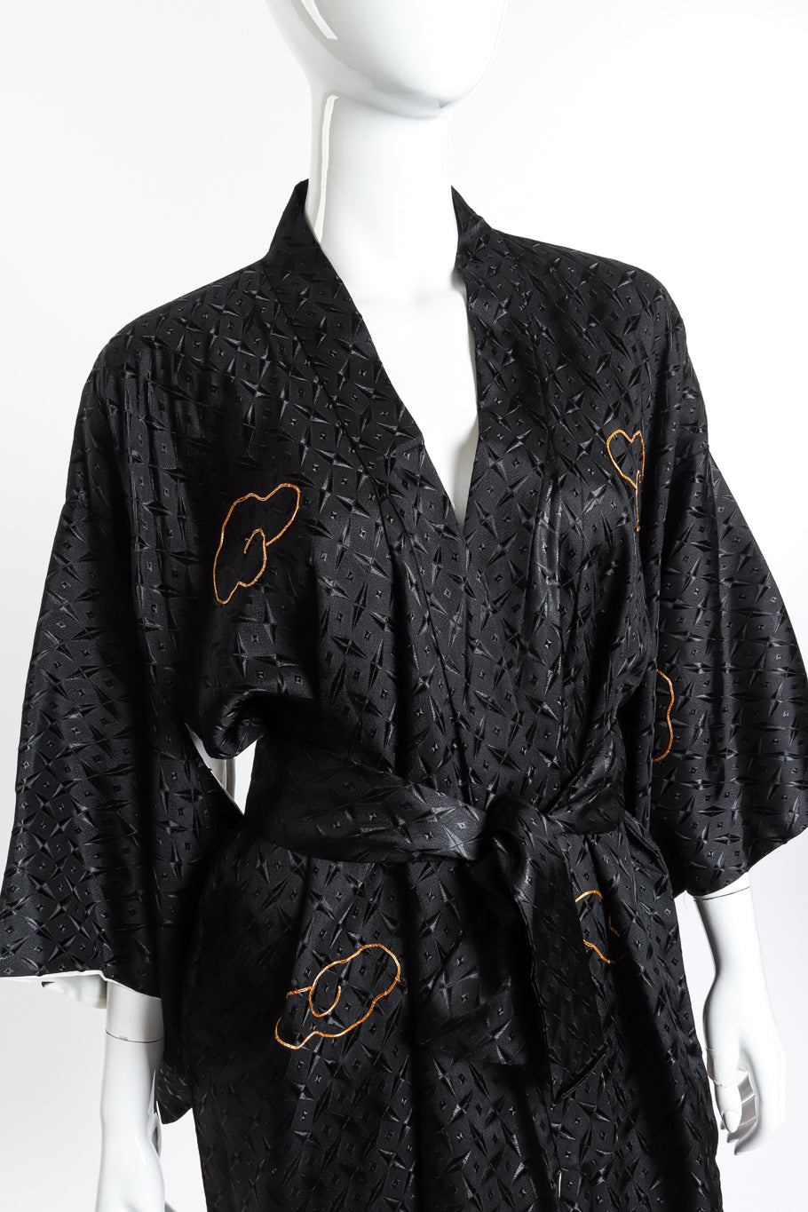 Vintage Embroidered Dragon Kimono front on mannequin closeup @recess la